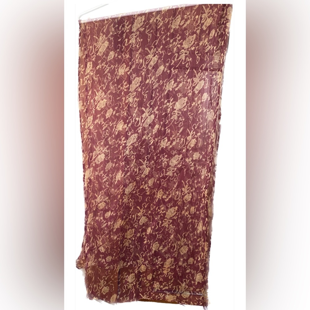 WINE/TAN Silk Scarf *P1057